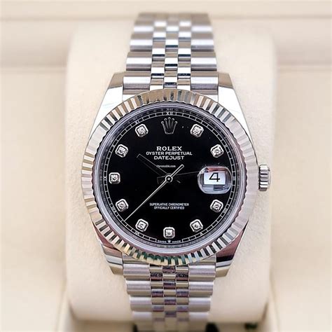 rolex datejust black diamonds on wrist|rolex datejust 41 diamond bezel.